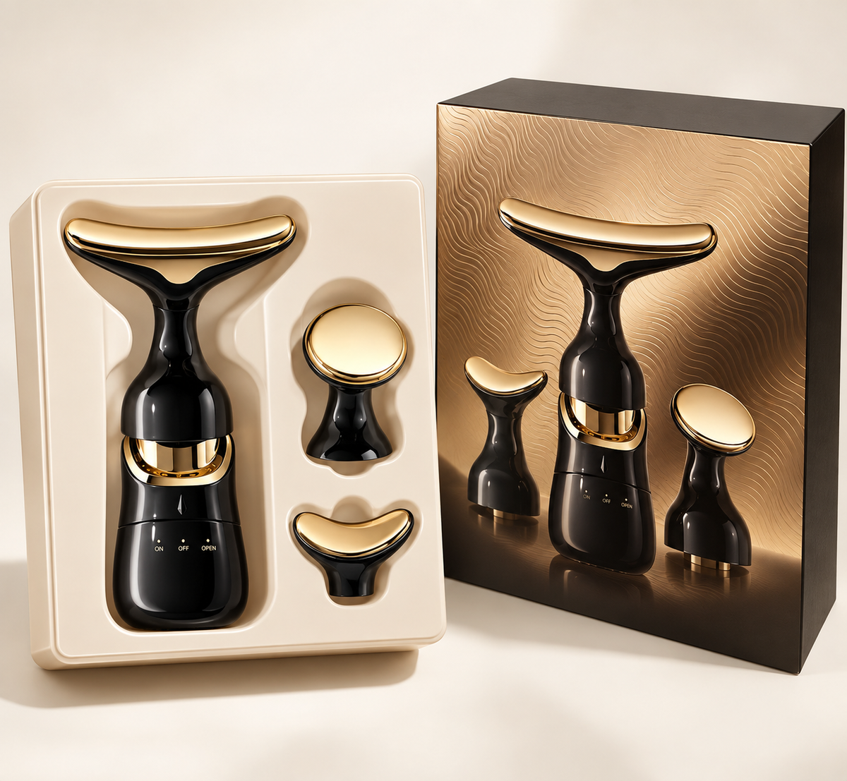 The Sculpt Wand packaging and included attachments